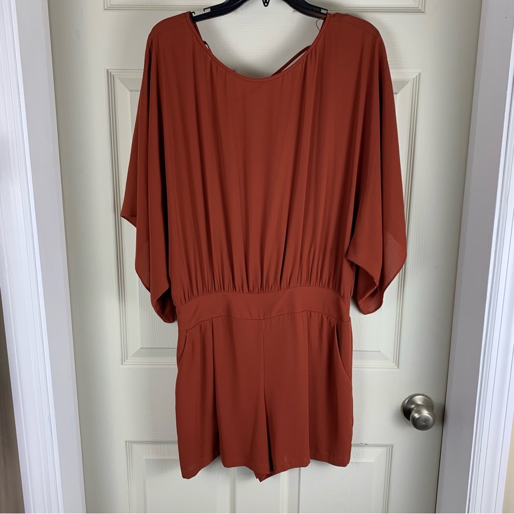 White House Black Market Rust Orange Romper Size 12